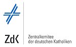 Logo des ZdK mit blauem Kreuz auf weißem Grund und dem Text Zentralkomitee der deutschen Katholiken 
